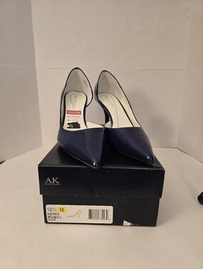 Anne Klein Christa Blue Patent Pointed-Toe Slingback Pumps Size 10.5 10 1/2 NEW!